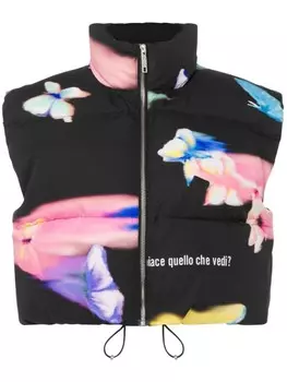 MOSCHINO JEANS дутый укороченный жилет, черный