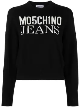 MOSCHINO JEANS джемпер с жаккардовым логотипом, черный