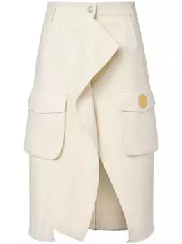 MOSCHINO JEANS джинсовая юбка карго асимметричного кроя, белый