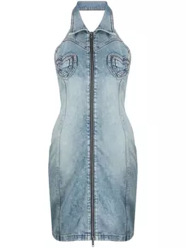 MOSCHINO JEANS джинсовое платье мини со вставками, синий