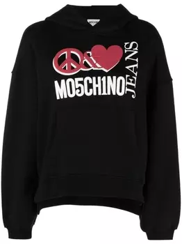 MOSCHINO JEANS худи оверсайз с логотипом, черный