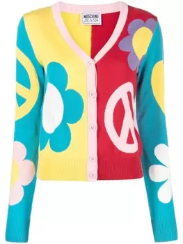 MOSCHINO JEANS кардиган вязки интарсия с узором, желтый