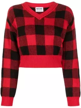 MOSCHINO JEANS клетчатый джемпер из смесовой шерсти, красный