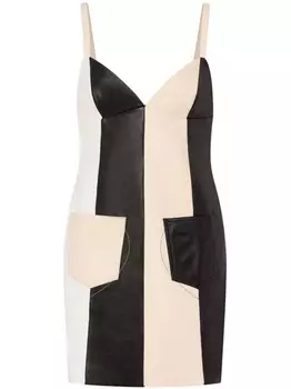 MOSCHINO JEANS кожаное платье мини, белый