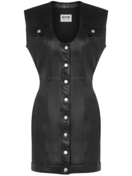 MOSCHINO JEANS кожаное платье мини, черный