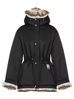 MOSCHINO JEANS куртка с капюшоном и отделкой из овчины, нейтральный цвет