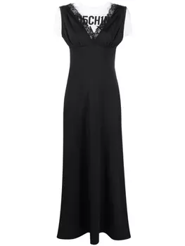 MOSCHINO JEANS многослойное платье макси с логотипом, черный