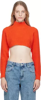 Moschino Jeans Оранжевая водолазка с вышивкой