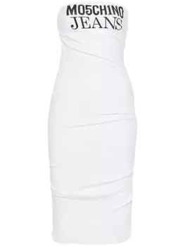 MOSCHINO JEANS платье миди с логотипом, белый