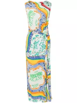 MOSCHINO JEANS платье миди с принтом, белый