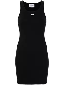 MOSCHINO JEANS платье мини в рубчик с нашивкой-логотипом, черный
