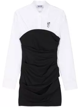 MOSCHINO JEANS платье-рубашка с логотипом и сборками, черный