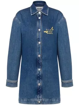 MOSCHINO JEANS платье-рубашка с вышитой надписью, синий