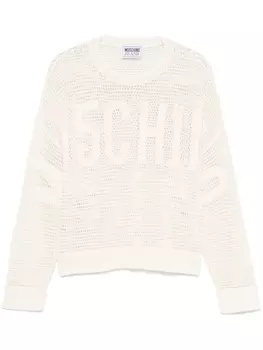 MOSCHINO JEANS толстовка вязки интарсия с логотипом, белый