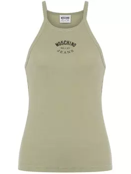 MOSCHINO JEANS топ без рукавов с логотипом, зеленый