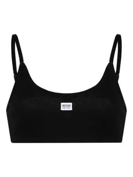 MOSCHINO JEANS топ-бралетт с логотипом и мелкой резинкой, черный