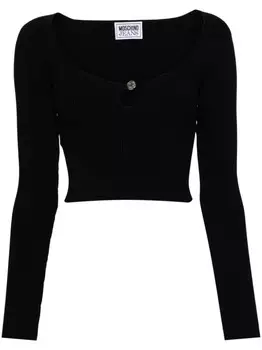 MOSCHINO JEANS топ из ребристого трикотажа, черный
