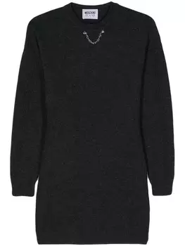 MOSCHINO JEANS трикотажное платье с цепочным декором, серый