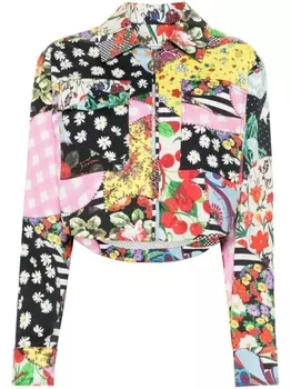 MOSCHINO JEANS укороченная куртка на молнии с графичным принтом, черный