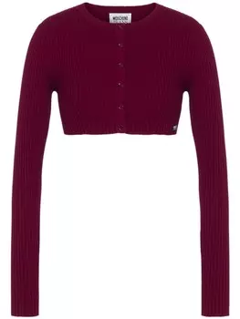 MOSCHINO JEANS укороченный кардиган в рубчик, фиолетовый