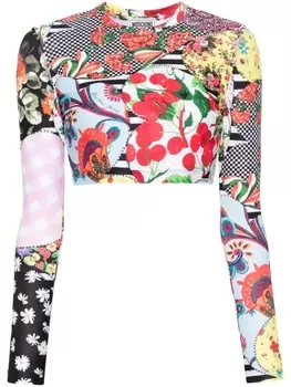 MOSCHINO JEANS укороченный топ с абстрактным узором, черный