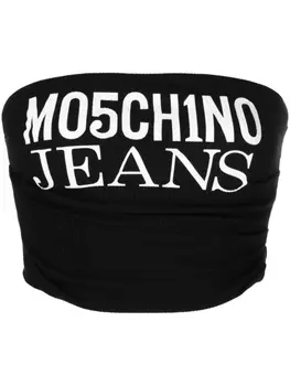 MOSCHINO JEANS укороченный топ с драпировкой и логотипом, черный