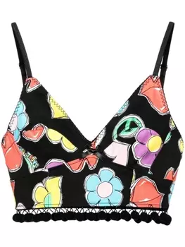 MOSCHINO JEANS укороченный топ с графичным принтом, черный