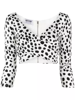 MOSCHINO JEANS укороченный топ с принтом, белый