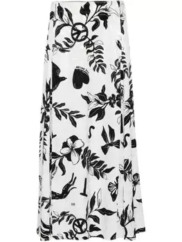 MOSCHINO JEANS жаккардовая юбка миди, белый