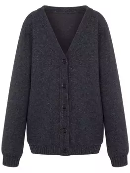 Moschino кардиган из вирджинской шерсти с V-образным вырезом, серый