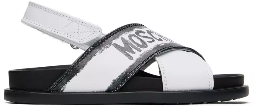 Moschino Kids Белые сандалии крест-накрест