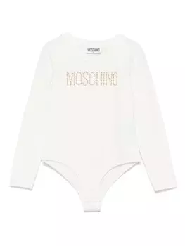 Moschino Kids боди с логотипом и заклепками, белый