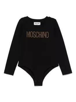 Moschino Kids боди с логотипом и заклепками, черный