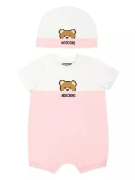 Moschino Kids боди с логотипом, розовый