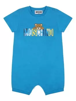 Moschino Kids боди с логотипом, синий