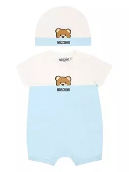 Moschino Kids боди с логотипом, синий