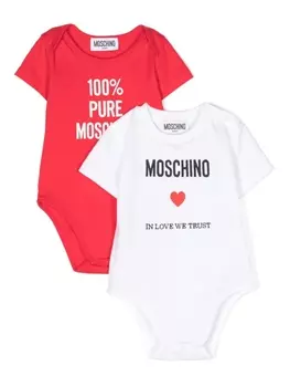 Moschino Kids боди с принтом 100% Pure Moschino, белый