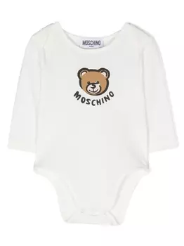 Moschino Kids боди с принтом Leo Teddy, белый