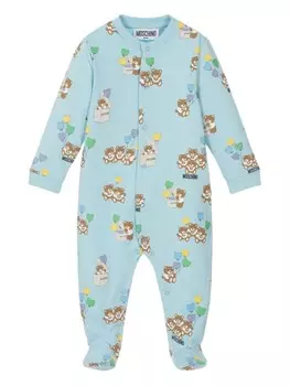 Moschino Kids боди Teddy and Balloon с логотипом, синий