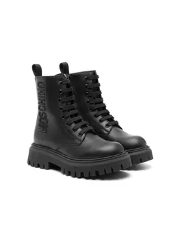 Moschino Kids ботинки на шнуровке, черный