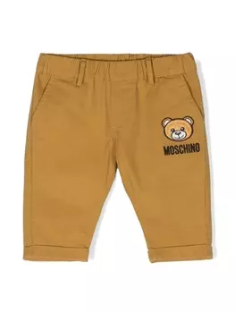 Moschino Kids брюки чинос средней посадки с нашивкой Teddy Bear, коричневый