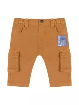 Moschino Kids брюки карго с логотипом, коричневый