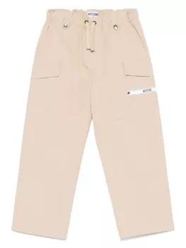 Moschino Kids брюки карго с нашивкой-логотипом, нейтральный