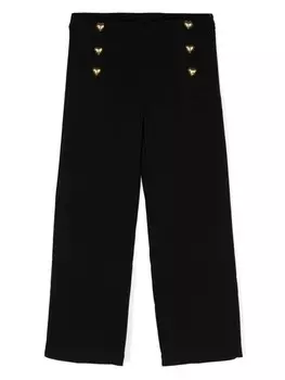 Moschino Kids брюки прямого кроя с декоративными пуговицами, черный