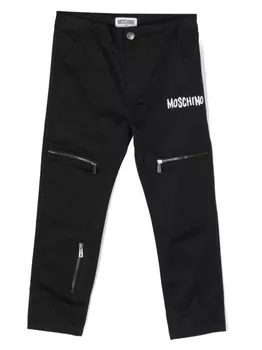 Moschino Kids брюки с логотипом, черный