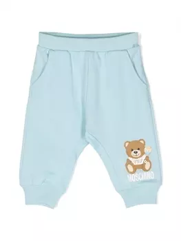 Moschino Kids брюки с принтом Teddy Bear, синий