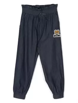 Moschino Kids брюки с присборенной талией, синий