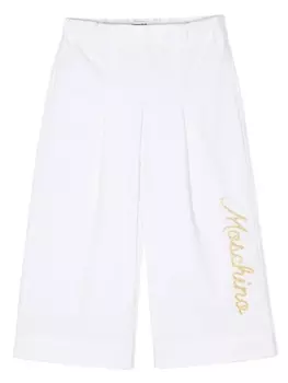 Moschino Kids брюки с вышитым логотипом, белый