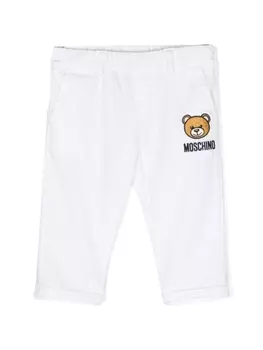 Moschino Kids брюки с вышивкой Teddy Bear, белый