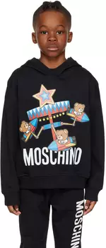 Moschino Kids Черный худи с принтом